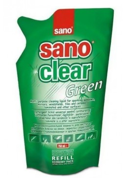 Засіб для миття скла Sano Clear Green (запаска)), 750 мл